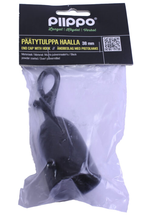 Päätytulppa haalla Ø 38 mm pulverimaalattu musta - Image 3